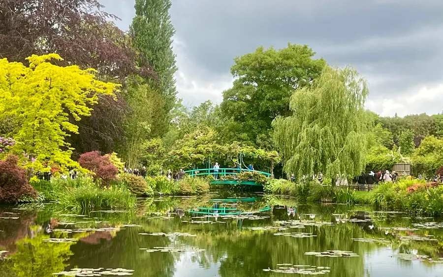 The lily pond and green bridge in Monet’s garden at Giverny