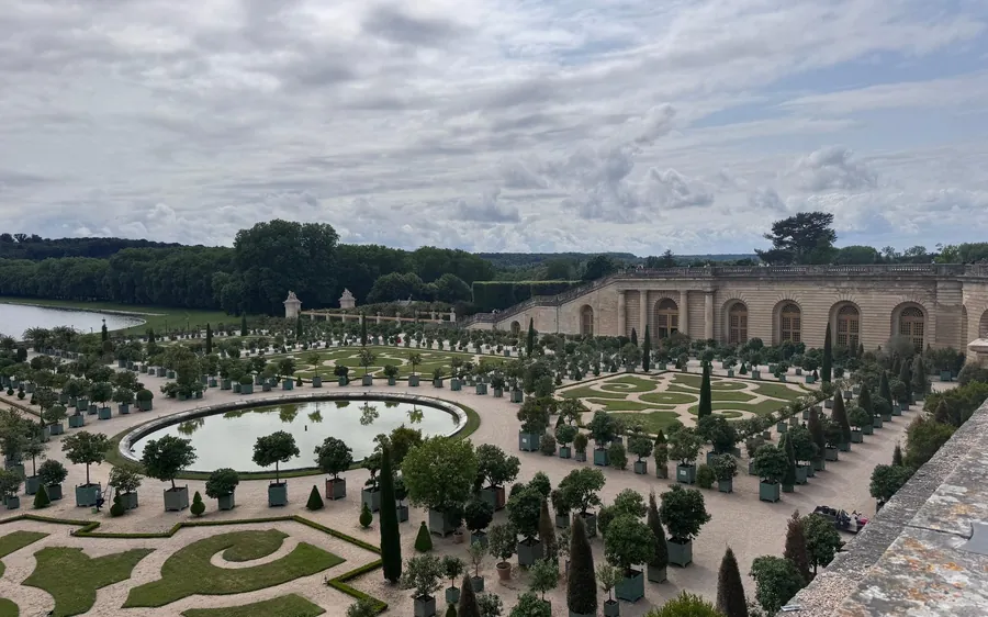 The Orangerie parterre of Versailles seen from above